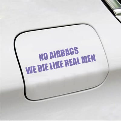 Bumpersticker - No Airbags We Die Like Real Men - 3,7 X 14,8 - Paars