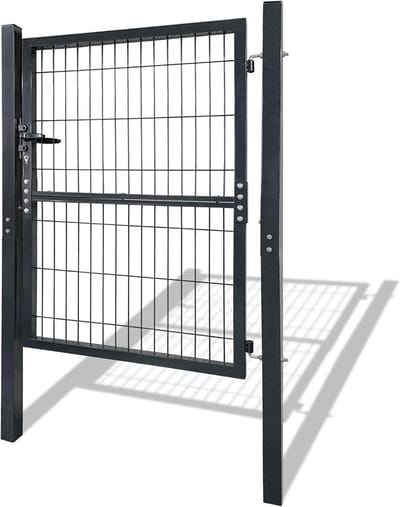 125x100cm Tuinpoort van Verzinkt Staal, Tuinvleugeldeuren met Enkel Golfrooster, Hoogwaardig Slot, Deurklink en Sleutels, Tuinhek voor Opritdeur en Magazijnen/Bouwplaatsen, NAIZY