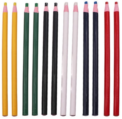 TOVBMUP Kleermakerskrijt - Naaimarkers - Textielstiften - Stoffenkrijt - Kleermakerskrijtstiften voor stof - voor kleermaken, naaien, stof, knutselen - 6 kleuren - 12 stuks