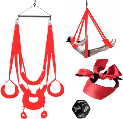 Sex Schommel - Sex Swing Extra Stevig – Seksschommel Met Blinddoek – Seksspeeltjes voor Koppel – Seks Schommel BDSM – Erotiek Toys - Sex Sling – Love Swing – Discreet Verpakt - Rood
