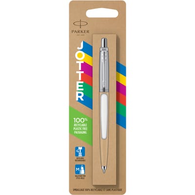 Parker Jotter Originals balpen | Klassieke witte afwerking | Medium punt | Blauwe inkt