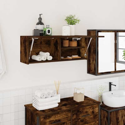 vidaXL - Badkamerwandkast - 80x25x30 - cm - bewerkt - hout - gerookt - eikenkleurig