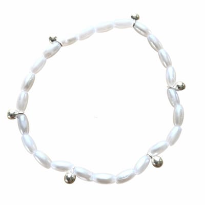 Armband-synthetische Parel- ovaal-Zilverkleur-17-19 cm - Charme Bijoux