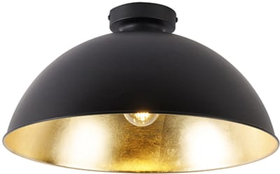 QAZQA magnax - Industriele Plafondlamp - 1 lichts - Ø 42 cm - Zwart Goud - Industrieel - Woonkamer | Slaapkamer | Keuken