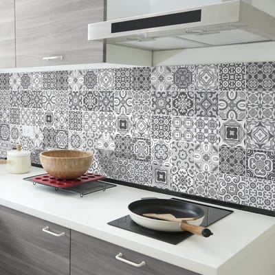 Zelfklevende tegelmuurstickers voor keuken en badkamer - 30 cementtegelstickers (AZULEJOS CELINETINA) - 30 stickers 20x20cm