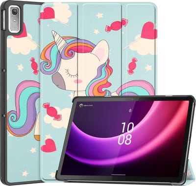 Hoesje - Geschikt voor Lenovo Tab P11 (2e / 2nd Generatie) - Dun & Stevig - Hardcover Book Case - Trifold Bookcase Hoes - Hard Cover - Tablethoes - Eenhoorn