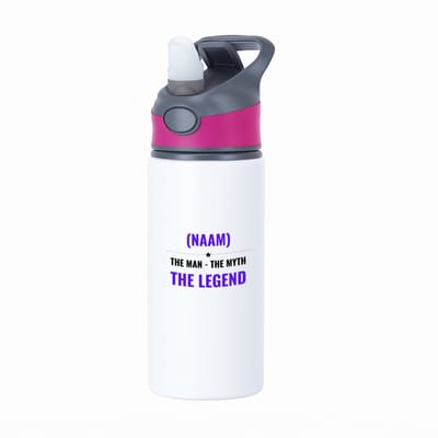 Hacebo® - the man the myth the legend met je eigen naam waterfles met rietje roze - iemand die een legend is - de man - myth - mythe - legendarisch - verjaardagscadeau - verjaardag - cadeau - kado - geschenk - gift - water fles - 650ML