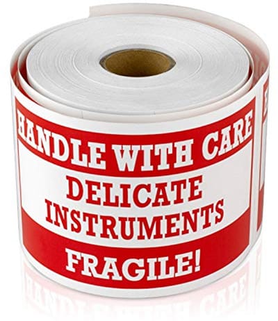 Delicate instrumentstickers - 300 etiketten voor breekbare verzending - 7 x 15 cm