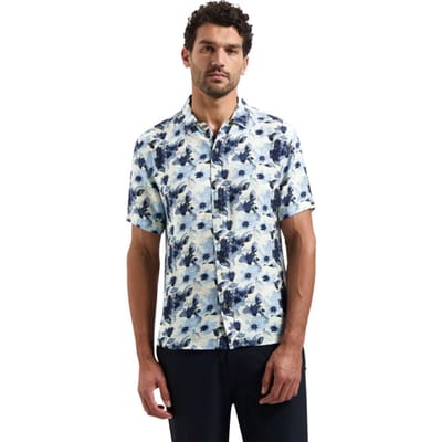 No Excess Shirt short sleeve stretch allover blue