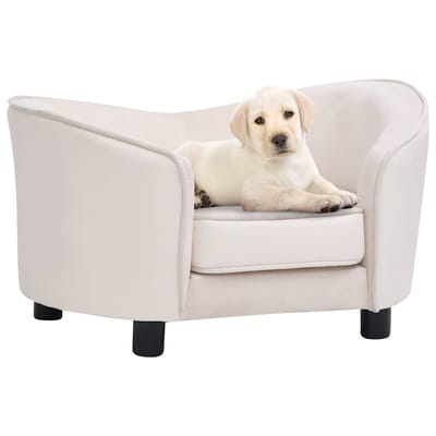 vidaXL - Hondenbank - 69x49x40 - cm - pluche - en - kunstleer - crèmekleurig