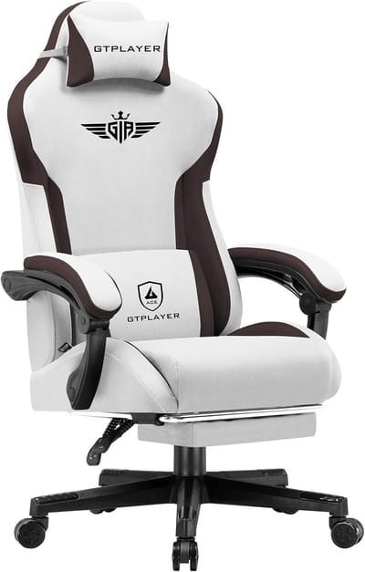 GTPLAYER - Gamingstoel Technische Stof - Met Lendensteun en 150 kg - Bruin