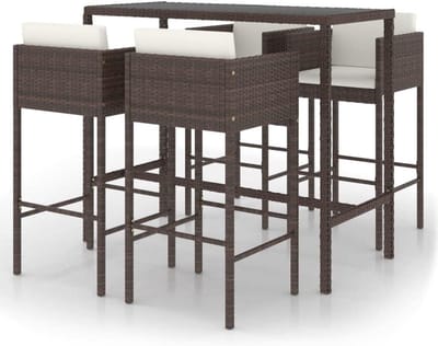 Tuinbarset 5-delig - Loungeset Buiten - Buiten Dineren - Weerbestendig Poly Rattan - 130 x 60 x 110 cm - Bruin
