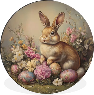 WallCircle - Wandcirkel - Muurcirkel - Haas - Stilleven - Bloemen - Aluminium - Dibond - 30x30 cm - Binnen en Buiten