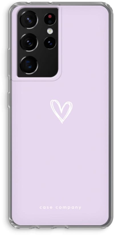 Case Company® - Hoesje geschikt voor Samsung Galaxy S21 Ultra hoesje - Klein hartje paars - Soft Cover Telefoonhoesje - Bescherming aan alle Kanten en Schermrand