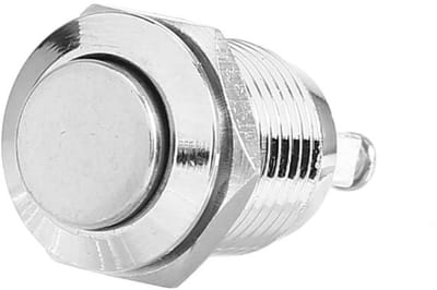Metalen Drukknop - Momentary Schakelaar - Circuit Controle - IP65 Waterdicht - 12 mm - Zilver