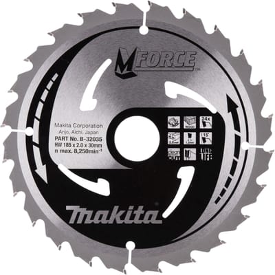 Makita Cirkelzaagblad voor Hout | Mforce | Ø 185mm Asgat 30mm 24T - B-32035