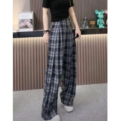 Rode Ruit Lente en Zomer Nieuwe Smalle Versie Rechte Losse Retro Casual Broek Klein Design Wijde Pijpen voor Dames XXL zwart