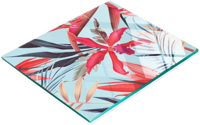 Decoratieve glazen keukensnijplank met tropische bloemen, 60x52 cm
