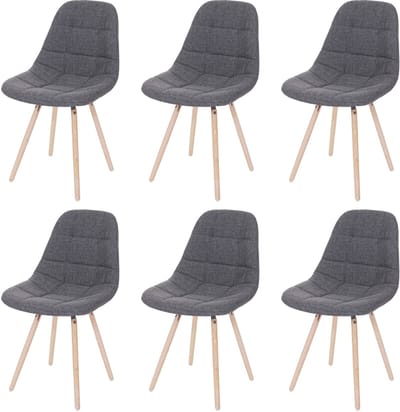 Set van 6 eetkamerstoelen MCW-A60 II, keukenstoel, retro jaren 50 design ~ stof/textiel grijs