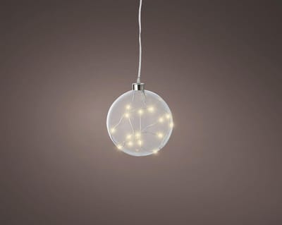 LED Bal met verlichting glas 10cm warm wit licht decoratie.