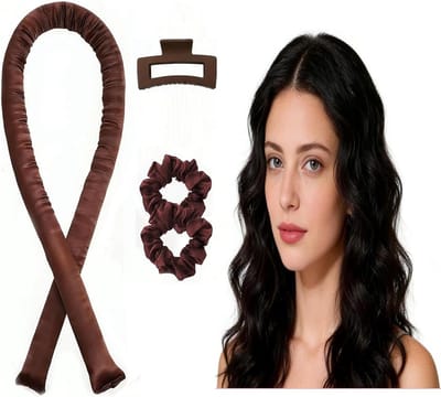 SnelShoppen - No Heat Curling Set voor Prachtige Krullen zonder Hitte - Heatless Haar Krullers voor Middellang Haar - Bruin - Ideaal voor Feest en Dag