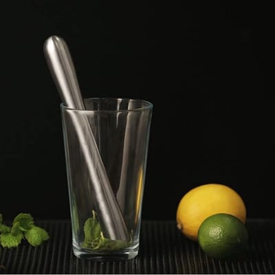 Cocktail vijzel van roestvrij staal voor alle drankjes - Caipirinha vijzel - barstamper voor vers fruit en kruiden - geschikt voor cocktailbereiding - zilverkleurig.