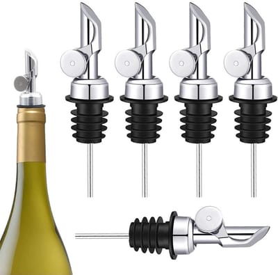 set van 6 wijnflesschenktuit, likeurschenktuit, auto, flip olijfoliedispenser voor bar, restaurant, café, keuken