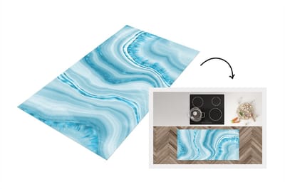 Keukenloper - Loper keuken - Marmer - Wit - Lijn - 120x60 cm - Keukenloper vinyl