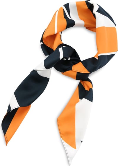JB Collection - Sjaals - sjaal patroon oranje wit vierkant - navy / oranje / wit