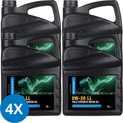 Lindemann Motorolie 0W20 Longlife - 5L (4-pack) - Brandstofbesparing - ACEA C5/C6 - API SN/SP - voor Benzine- en (lichte) Dieselmotoren
