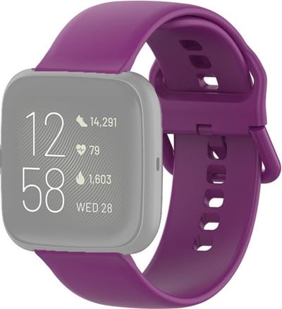 By Qubix - Compatible Fitbit bandje - geschikt voor Fitbit Versa 1 / 2 & Lite siliconen sportbandje met gespsluiting - Paars - Maat: Small Smartwatchbandje bandje Armband Polsband Strap Band Watchband