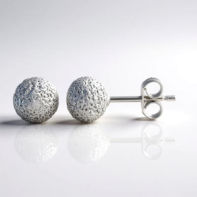 Cavill - Zilveren Oorbellen 925 Sterling Zilver Geplatineerd - Ronde Getextureerde Oorknopjes 6 5 mm - Monosono Collectie - Modern Stijlvol Accessoire