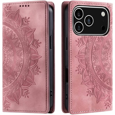 Comfycase Apple iPhone 17 Pro Soft Mandala Bookcase Roze