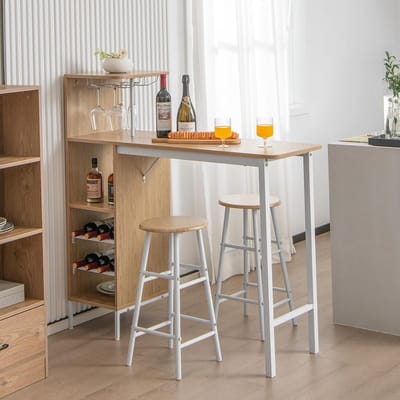 Barkruk Set van 2 Verstelbaar 52 x 52 x 94 cm – 360° Draaibare Barstoelen met Armleuningen en Rugleuning – Luxe Kunstleren Keukenkrukken met Voetensteun naturel – Urbanhome