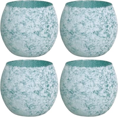 SnelShoppen - Set van 4 Elegante Blauw Glas Theelichthouders voor Pasen en Lente, Vintage Kaarsenhouders voor Votiefkaarsen, Tafeldecoratie voor Feest