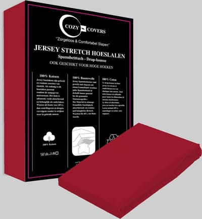 Cozy covers Jersey hoeslaken 100% katoen 140x200 cm - rondomelastiek + 30 cm matrasdikte - Rood