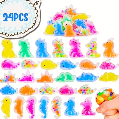 1-24 stuks Squishy Fidget Speelgoed voor Kinderen Mochi Squishy Speelgoed Groothandel Feest Knijpballen met Waterparels Dinosaurus Zee Dieren Stress