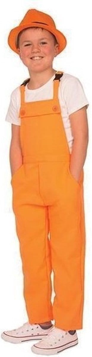 Faram Party verkleed Tuinbroek - Overall - oranje - voor kinderen - polyester - carnaval - koningsdag 116