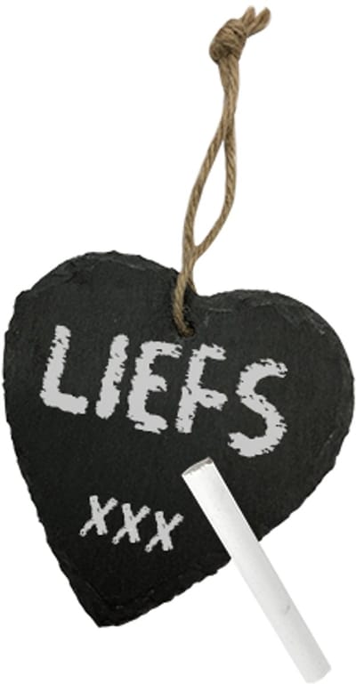 Verhaak Stenen Hart - Valentijn Cadeautje Man of Vrouw -  Sleutelhanger met Krijtje - 15 x 15 cm – Grijs