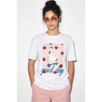 Geprinte Relaxed Fit Crew Neck T-Shirt