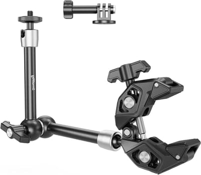 Magic Arm Super Clamp voor Camera's, Verstelbare Beugel met 1/4"-20 Schroefdraad, Geschikt voor Camera Licht, Monitor en Actiecamera's tot 1.5 kg Belastbaarheid