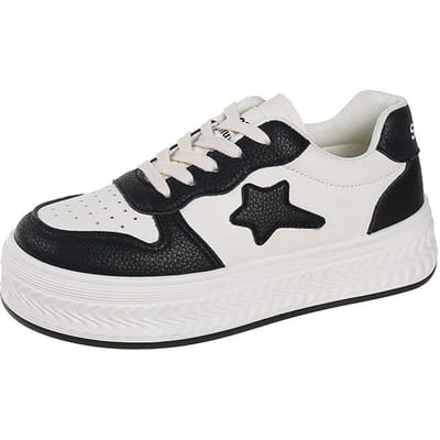 Schoenen met dikke zool Dames Herfst Nieuw Ins Trendy Veelzijdig Sterren Student Casual Kleine Witte Schoenen 40 zwart
