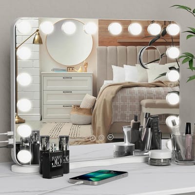 Verlichte Make-up Spiegel - Kaptafel Spiegel - Perfecte Make-up - 10x Vergrootglas - 60 x 80 cm - Zilver