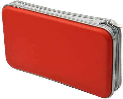 80 capaciteit CD DVD Case Wallet Hard Cover Carry Case Draagbare Portemonnee Hoes Houder DJ Disc -Storage Organizer Tas Binder voor Auto Kantoor Huis Rood, rood, oordopjes