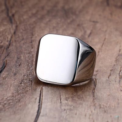 Vnox Retro Initialen Zegelring voor Mannen 18mm Omvangrijk Zware Stempel Mannelijke Band Roestvrij Stalen Letters Aangepaste Sieraden Cadeau voor hem 10 white