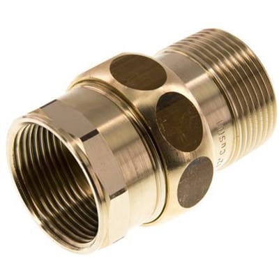 Rp 1 1/4'' x R 1 1/4'' F/M Messing Borstnippel 3-delig met Vlakke afdichting 16 Bar - FL2S-FM-BC-114R-T