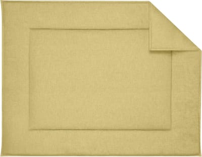 BINK Bedding Boxkleed Bo Oker 80 x 100 cm - vulling fiberfill 400 grams - speelkleed - parklegger - chambray - geel - sulfur - gemêleerd - stoere dubbele naad rondom - tweezijdig - 80%katoen/20%polyester