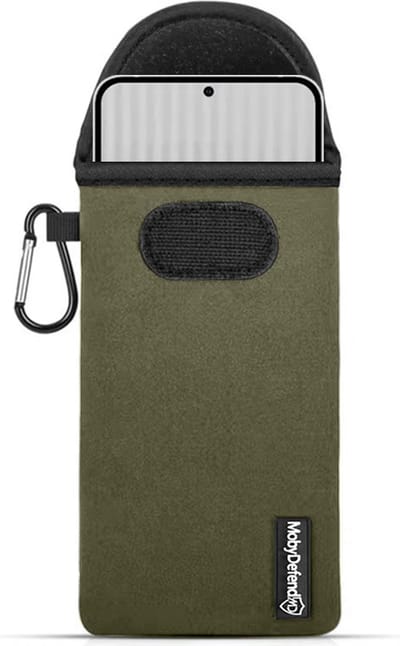 MobyDefend Hoesje - Geschikt voor Nothing Phone 1 - Neopreen Pouch Met Karabijnhaak - Insteek - Riemlus - Groen