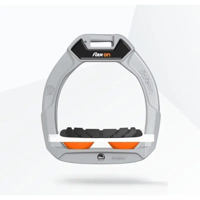 Veiligheidsstijgbeugels Ruitersport Ingelijnd Grip Aluminium/Wit/Oranje Kinderen Flex-On Safe-On