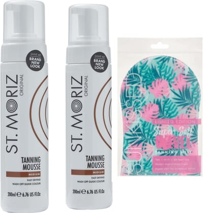 St.Moriz Professional Tanning Mousse Medium 200ml 2 pak + GRATIS Tanning Mitt